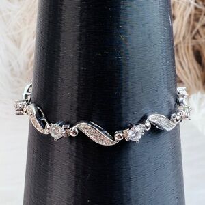 Vintage Silvertone, clear bling dressy, tennis bracelet
